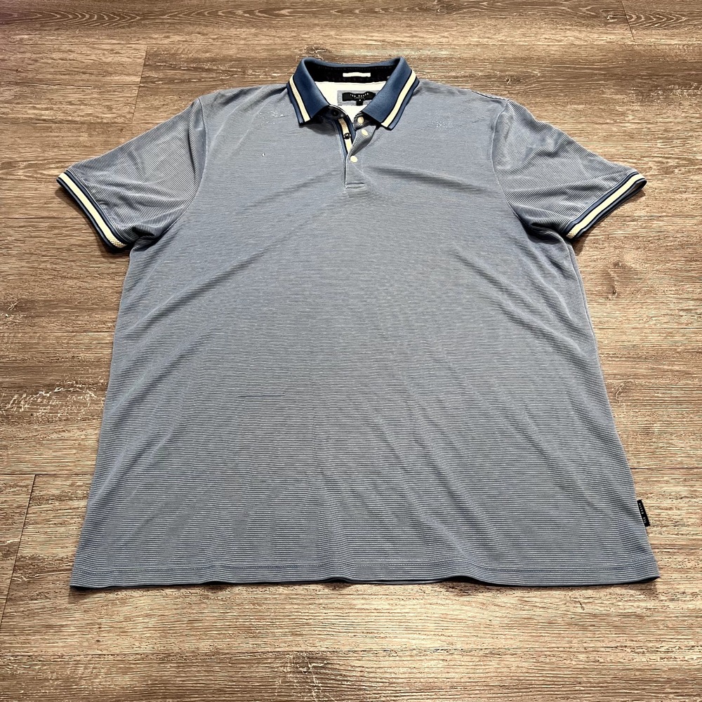 Ted Baker London Polo Shirt Size 6 Blue Button Snap Preppy Casual Adult Lounge - Picture 3 of 15